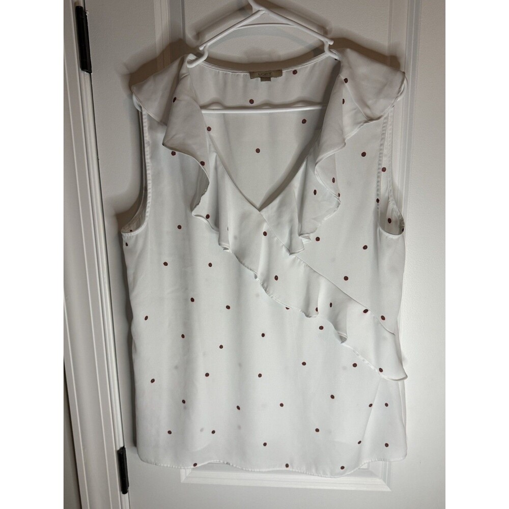 Ann Taylor LOFT White Sleeveless Top Large business casual